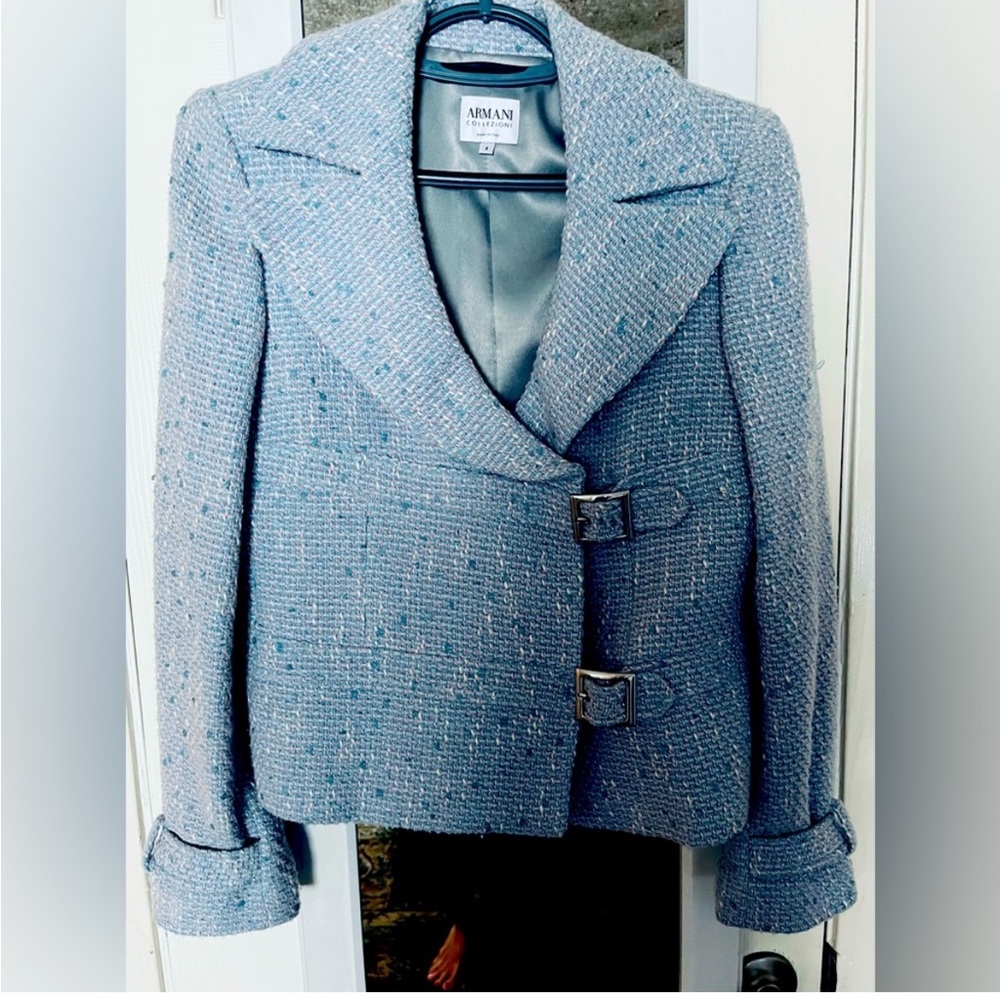 Armani Boucle Jacket - Pale Blue Tweed